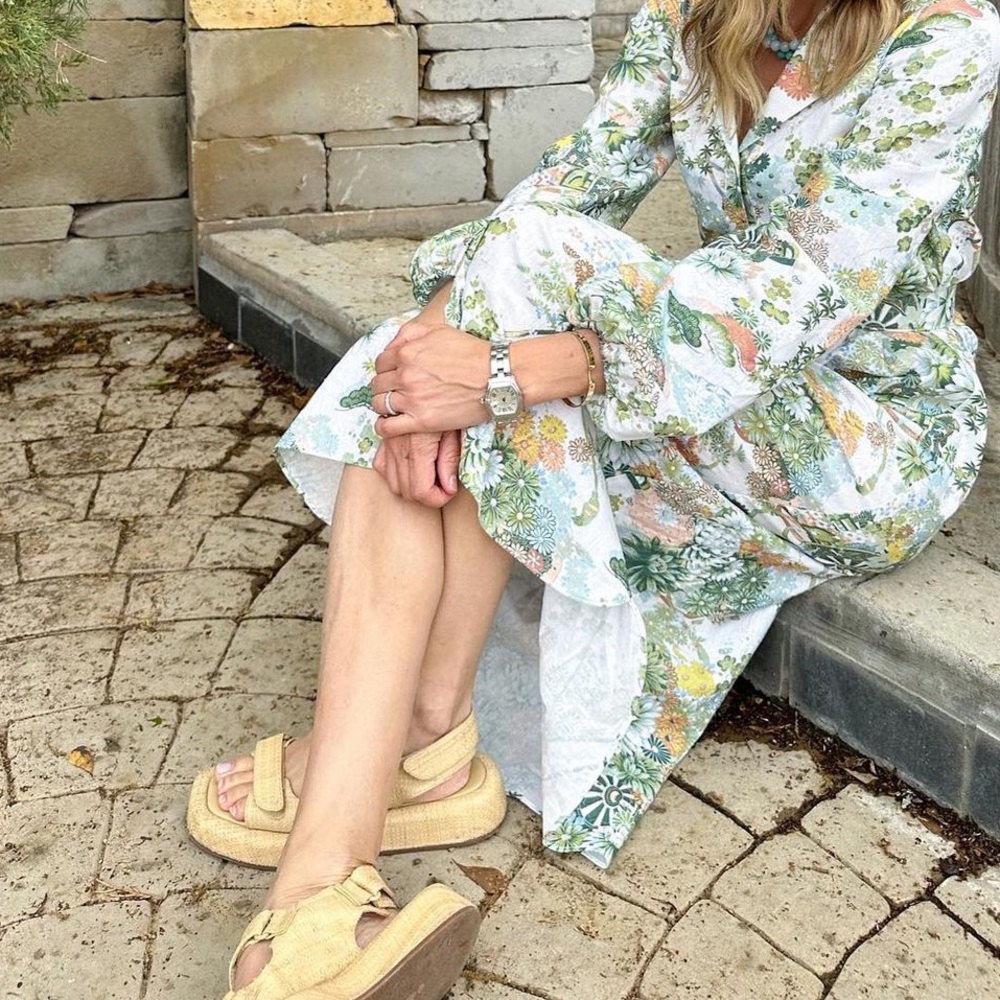 New in box Loeffler Randall Blaise Natural Raffia Platform Sandal 7.5